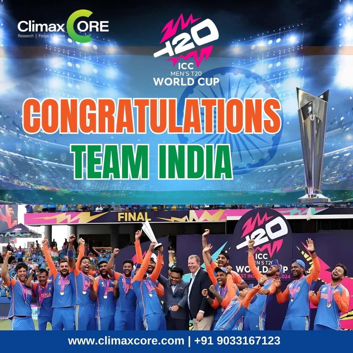 Congratulations team india, India win T20 world cup